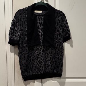 Vintage Valentino Black and Gray Leopard Print Top size L pre loved